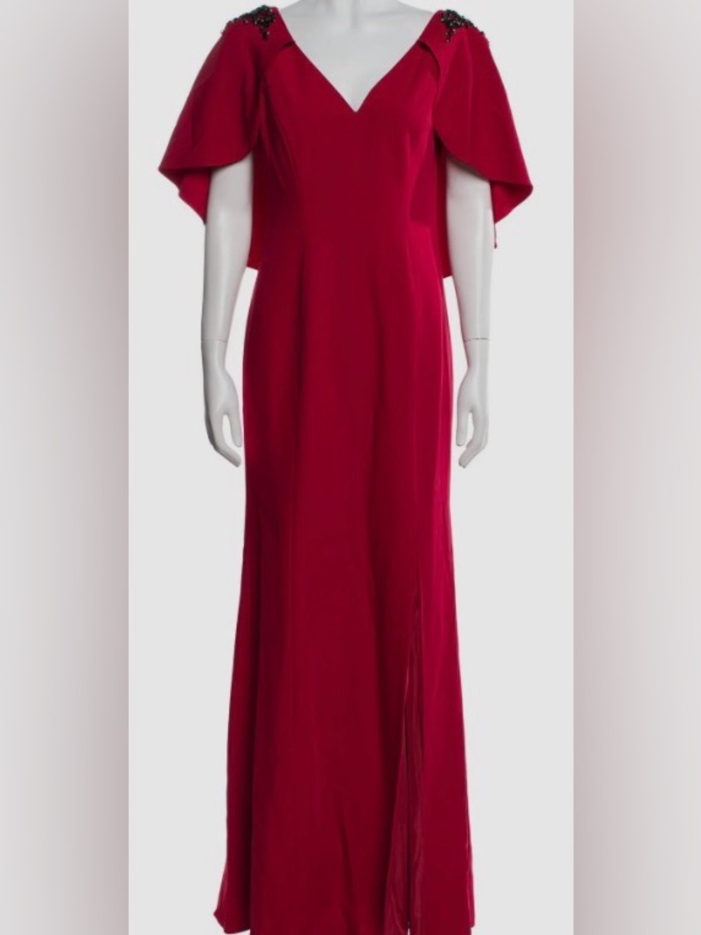 Marchesa Notte Red Cape Sleeve V-Neck Evening Gown NWT Size 4